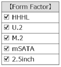 SSDのフォームファクター選択パネル